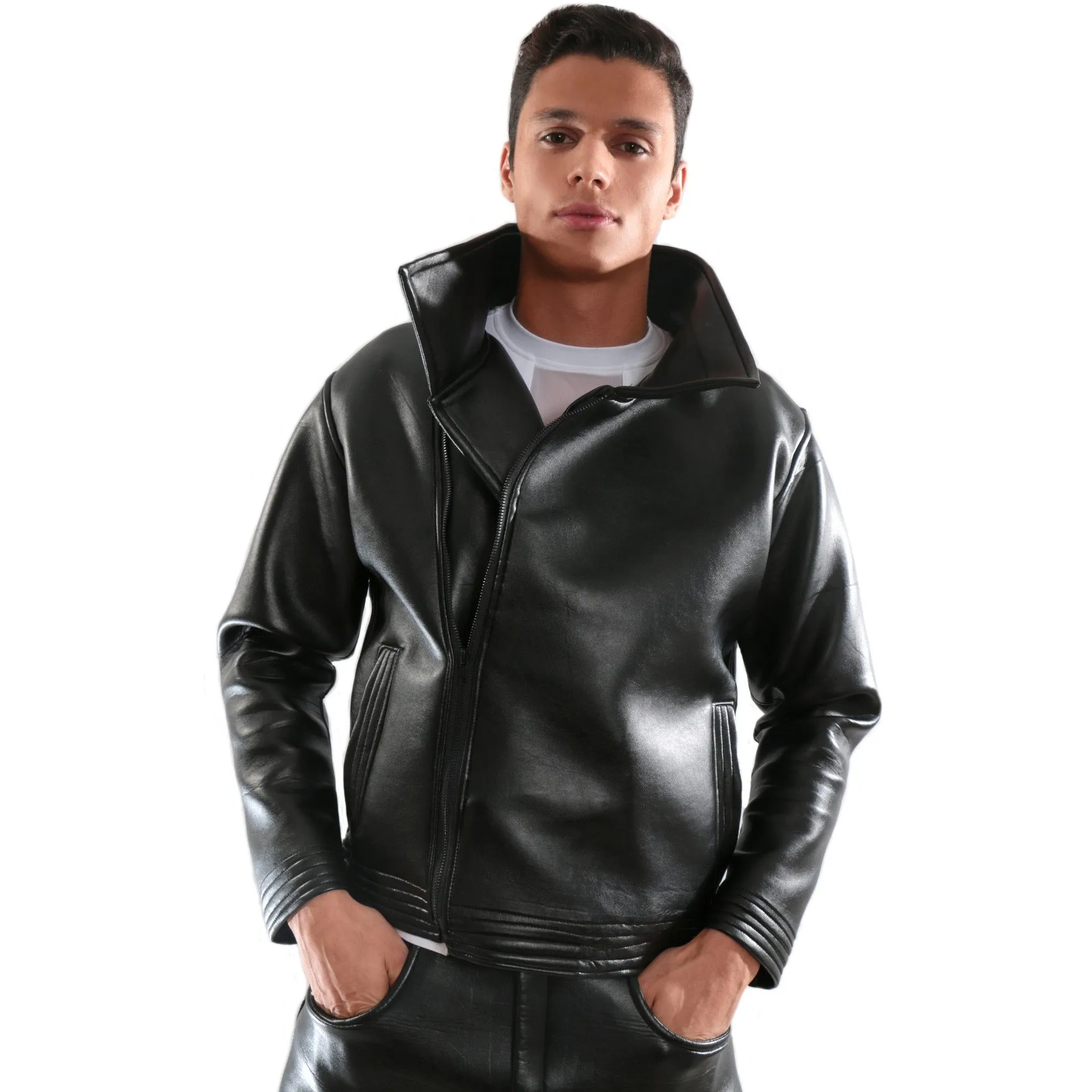 Black Synthetic Leather Jacket