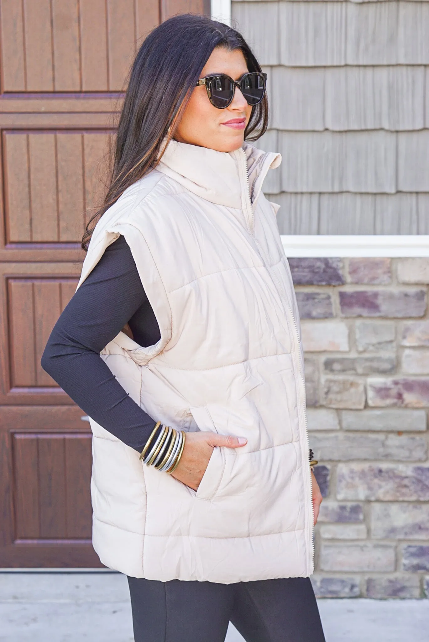 Bonfire Cutie Sand Quilted Vest