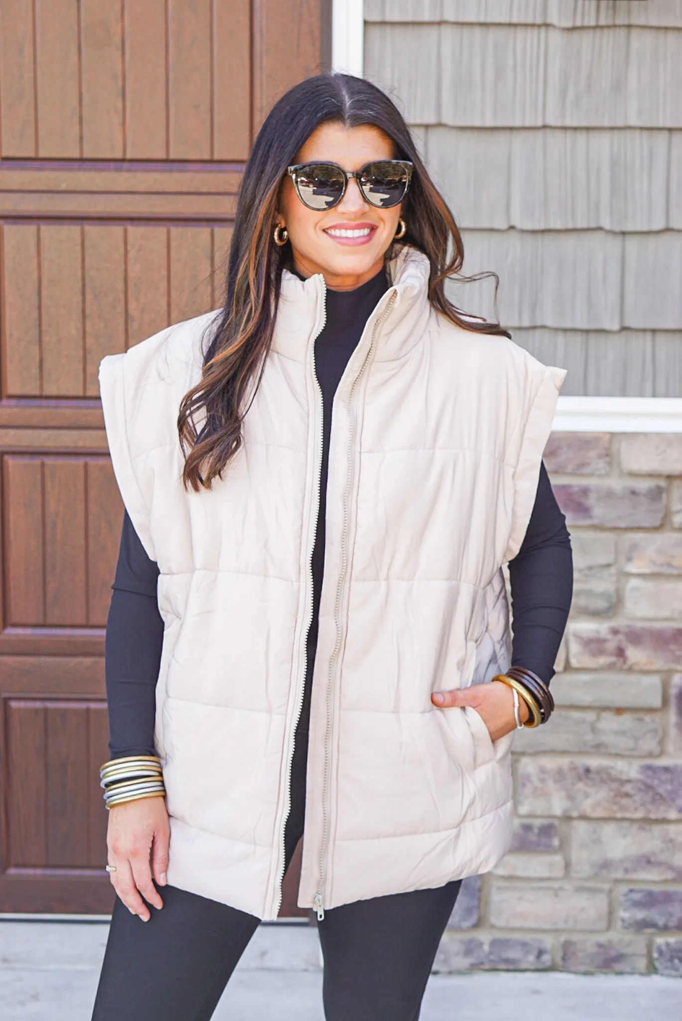 Bonfire Cutie Sand Quilted Vest