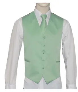 Brand Q. Men's Satin Mint Color Tuxedo Vest and Tie