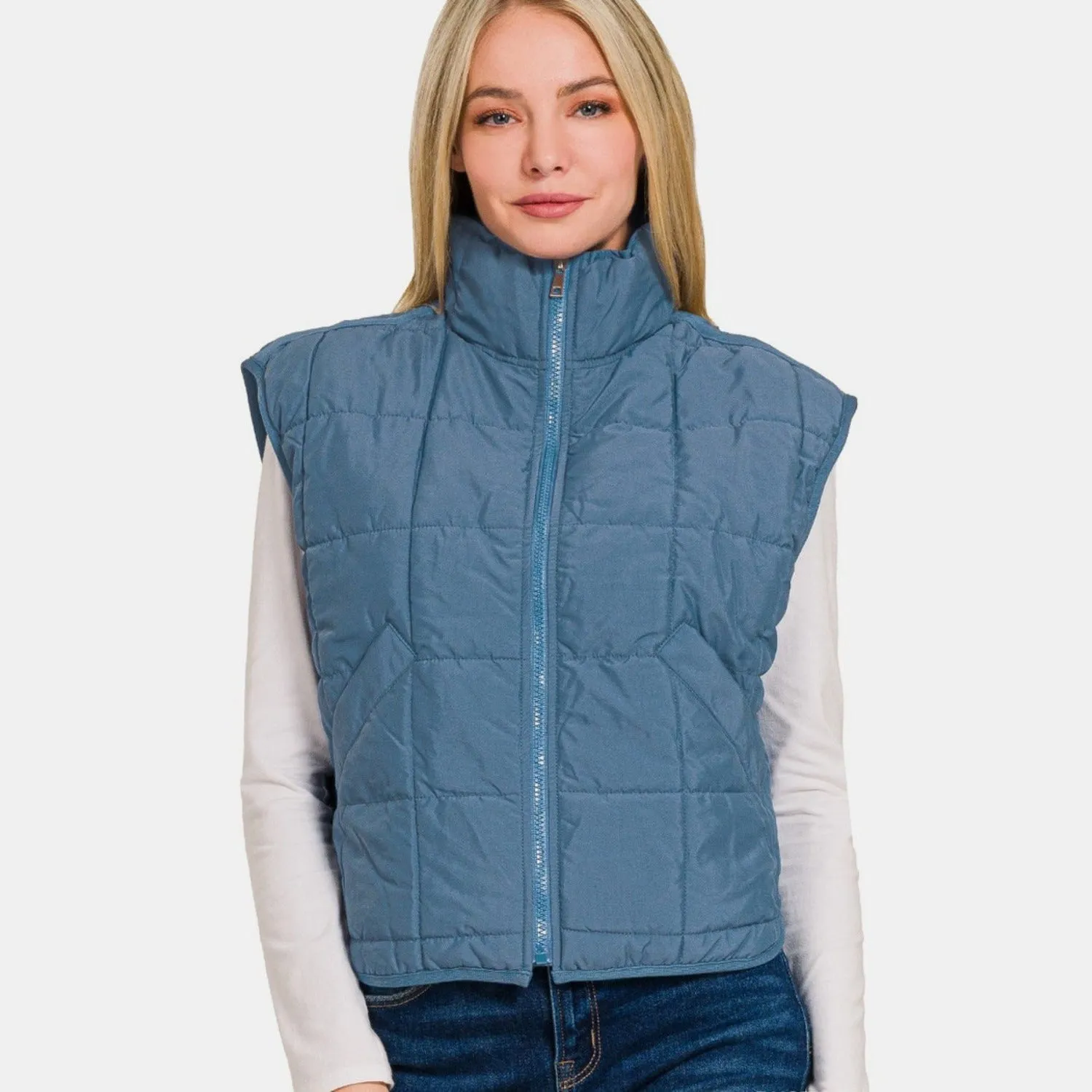 Cameron Dusty Blue Puffer Vest