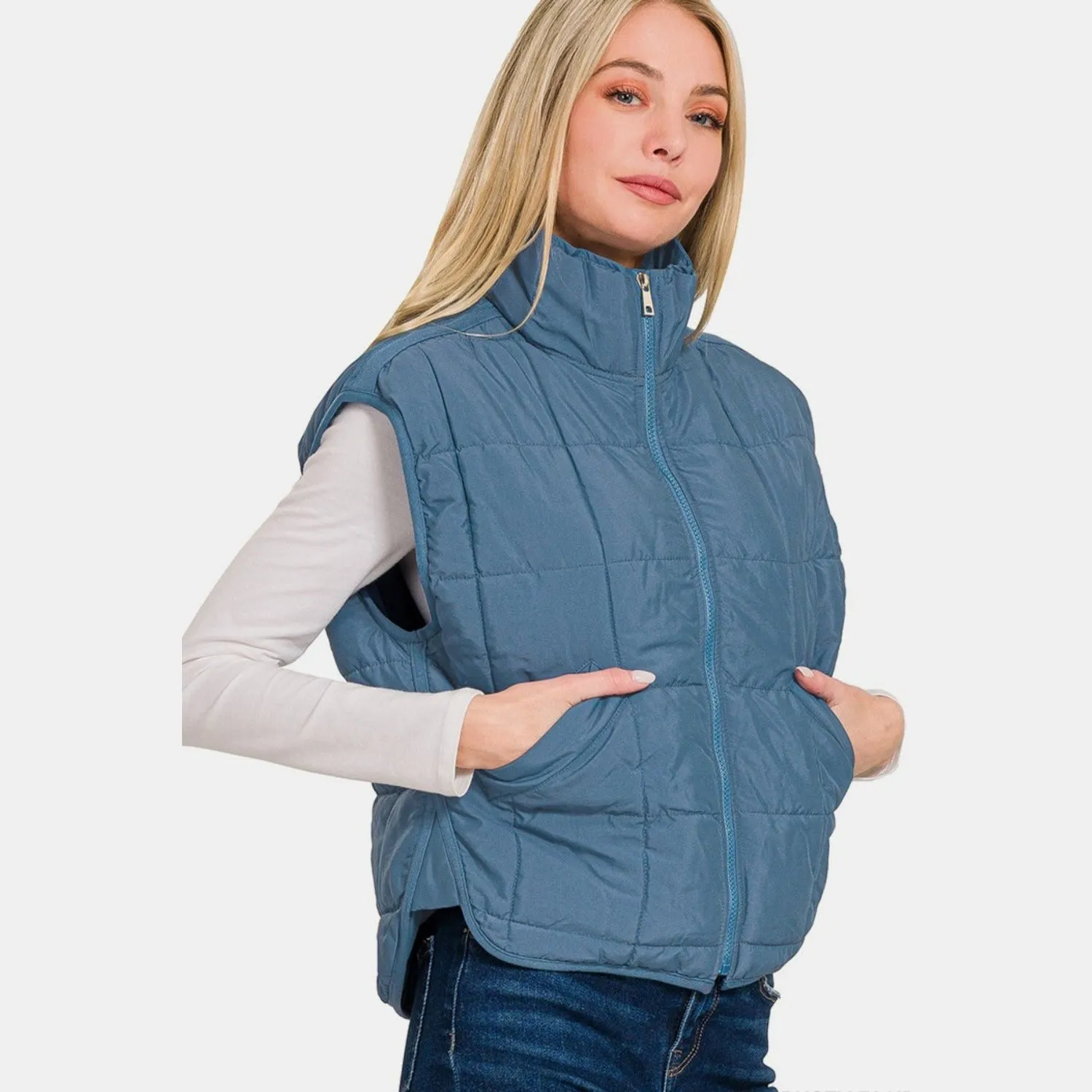 Cameron Dusty Blue Puffer Vest