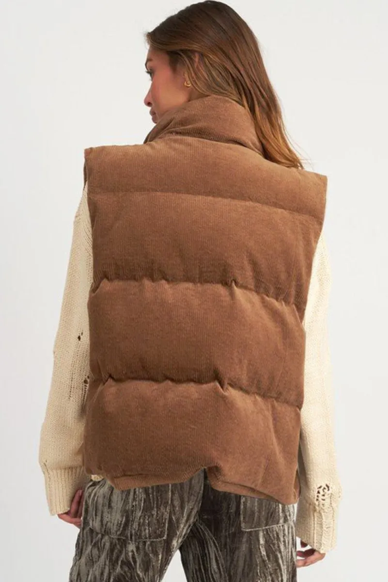 Corduroy Zip Puffer Vest