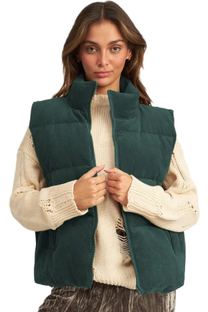 Corduroy Zip Puffer Vest