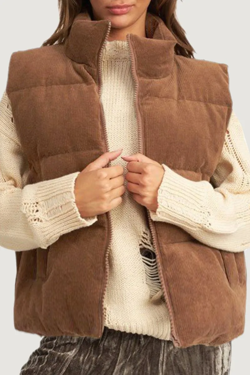 Corduroy Zip Puffer Vest