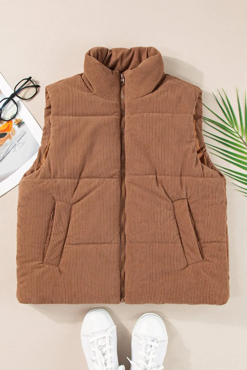 Corduroy Zip Puffer Vest