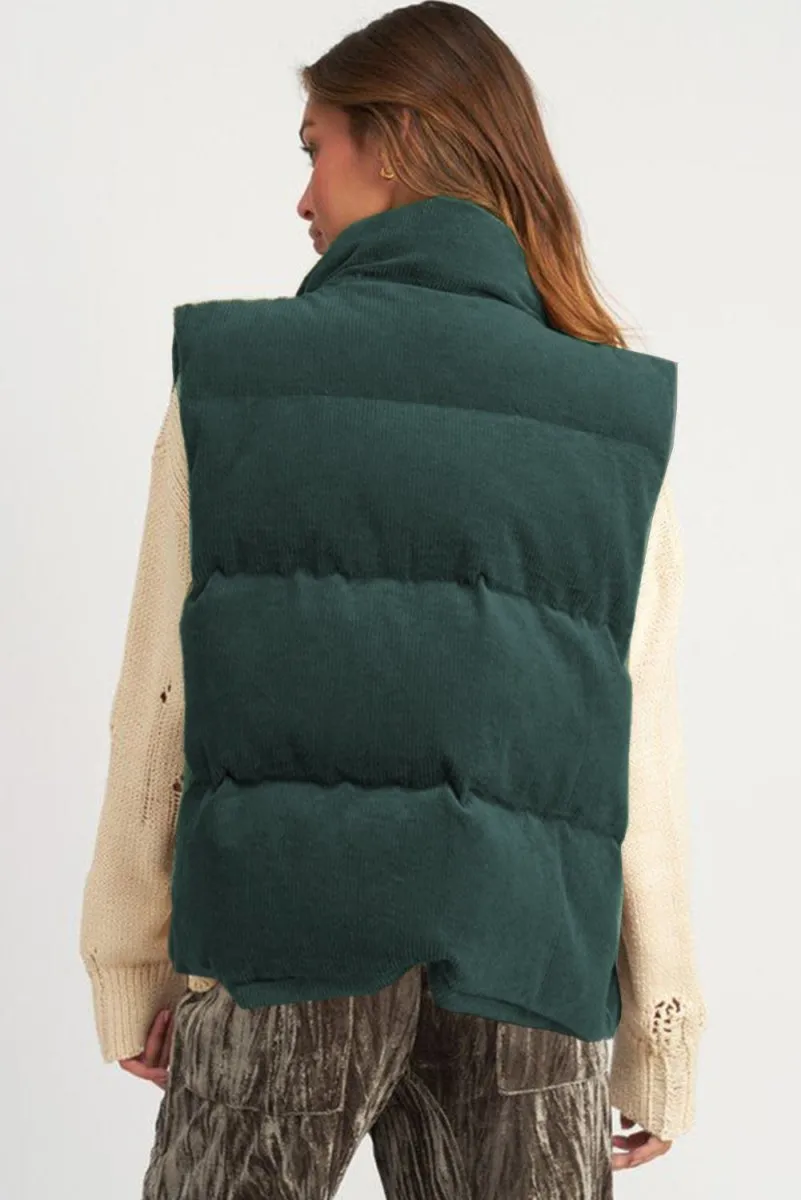 Corduroy Zip Puffer Vest