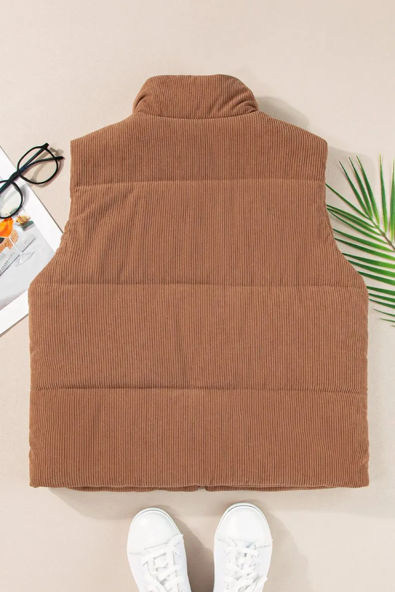 Corduroy Zip Puffer Vest