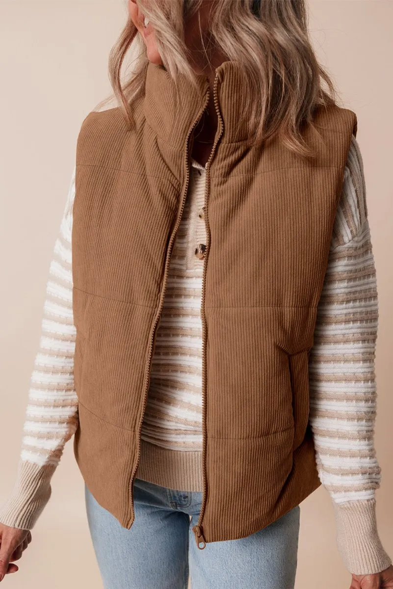 Corduroy Zip Puffer Vest