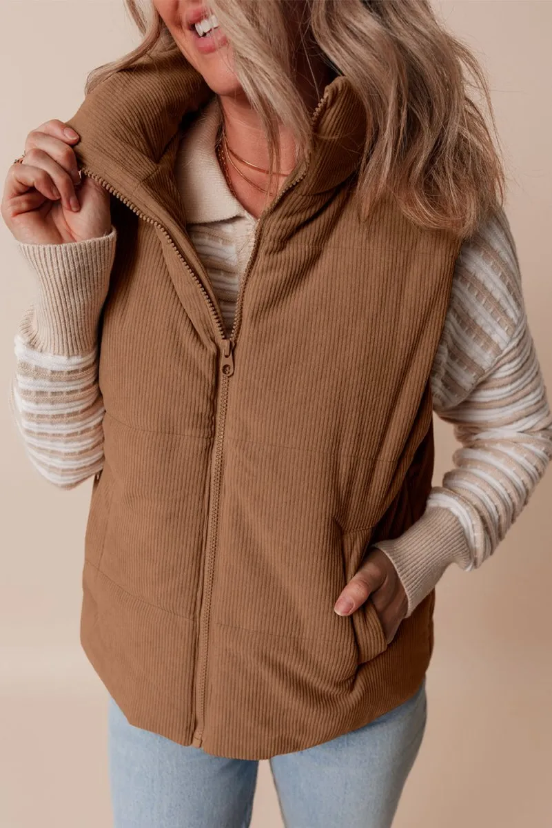 Corduroy Zip Puffer Vest