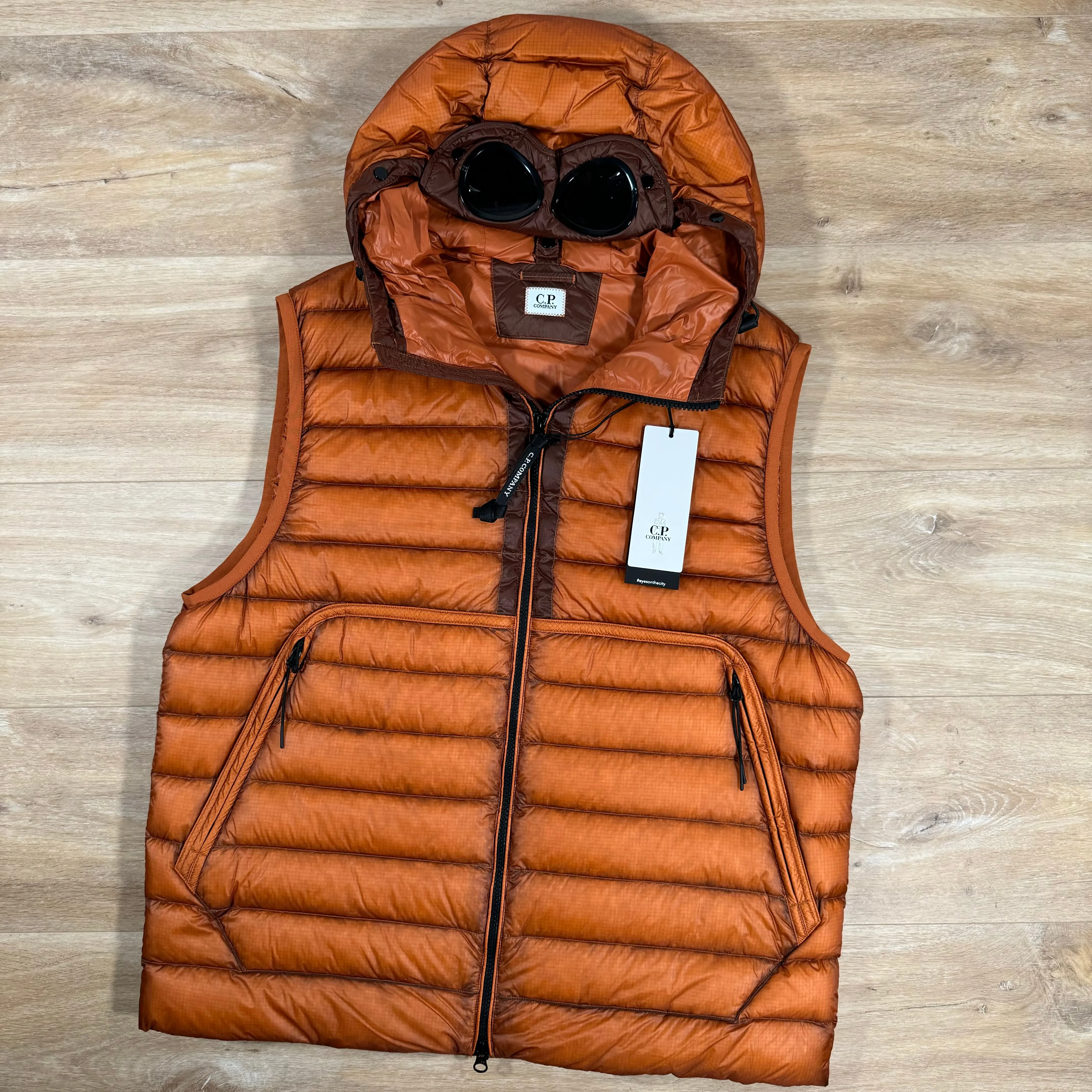 C.P. Company D.D. Shell Goggle Down Vest in Bombay Brown