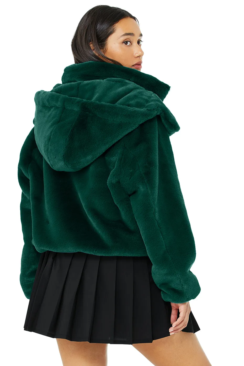 Faux Fur Foxy Jacket - Dark Emerald