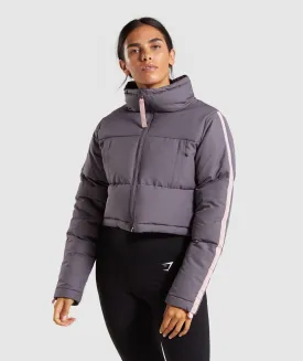 Gymshark Oversized Puffer Jacket - Slate Lavender/Pink