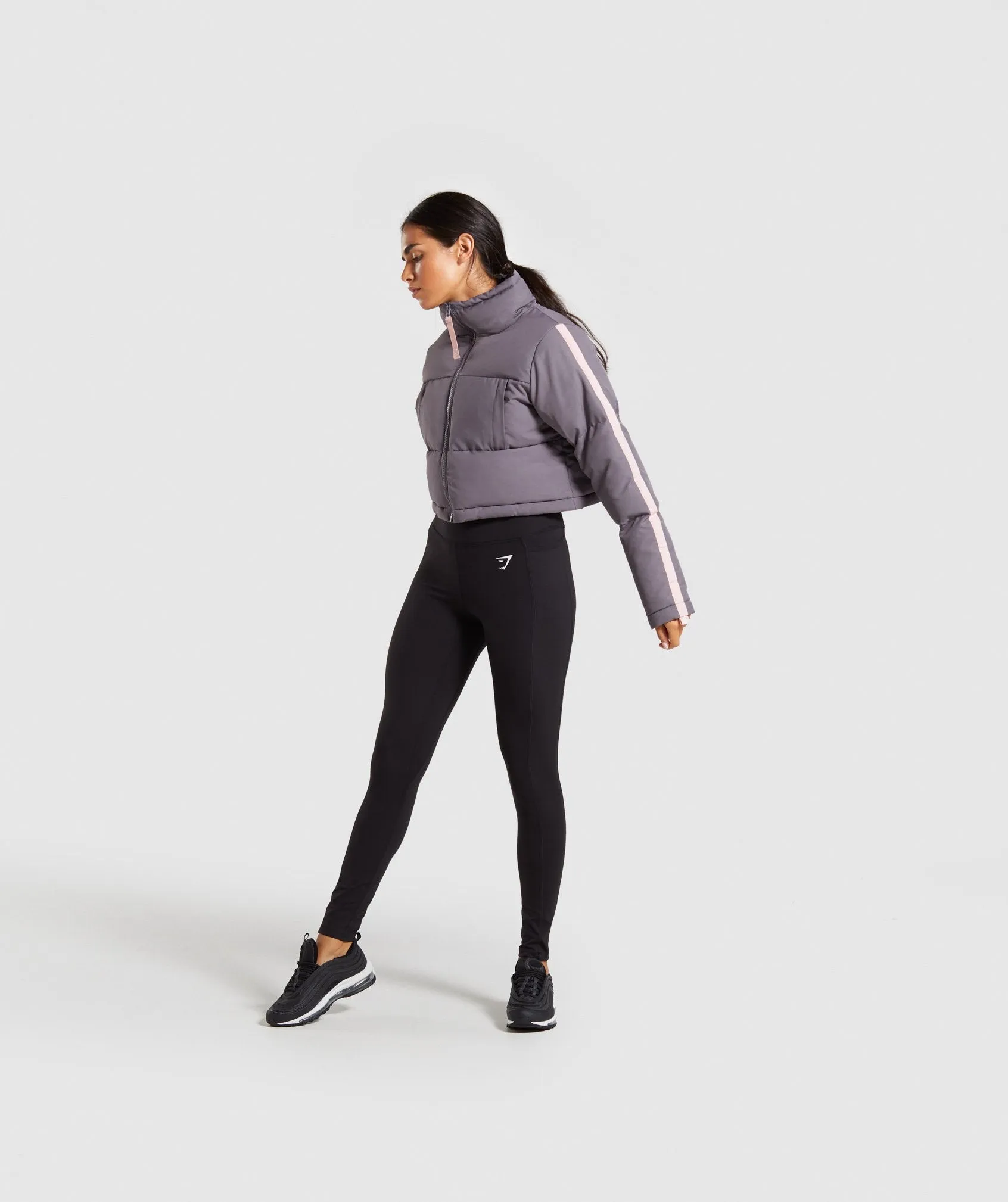 Gymshark Oversized Puffer Jacket - Slate Lavender/Pink