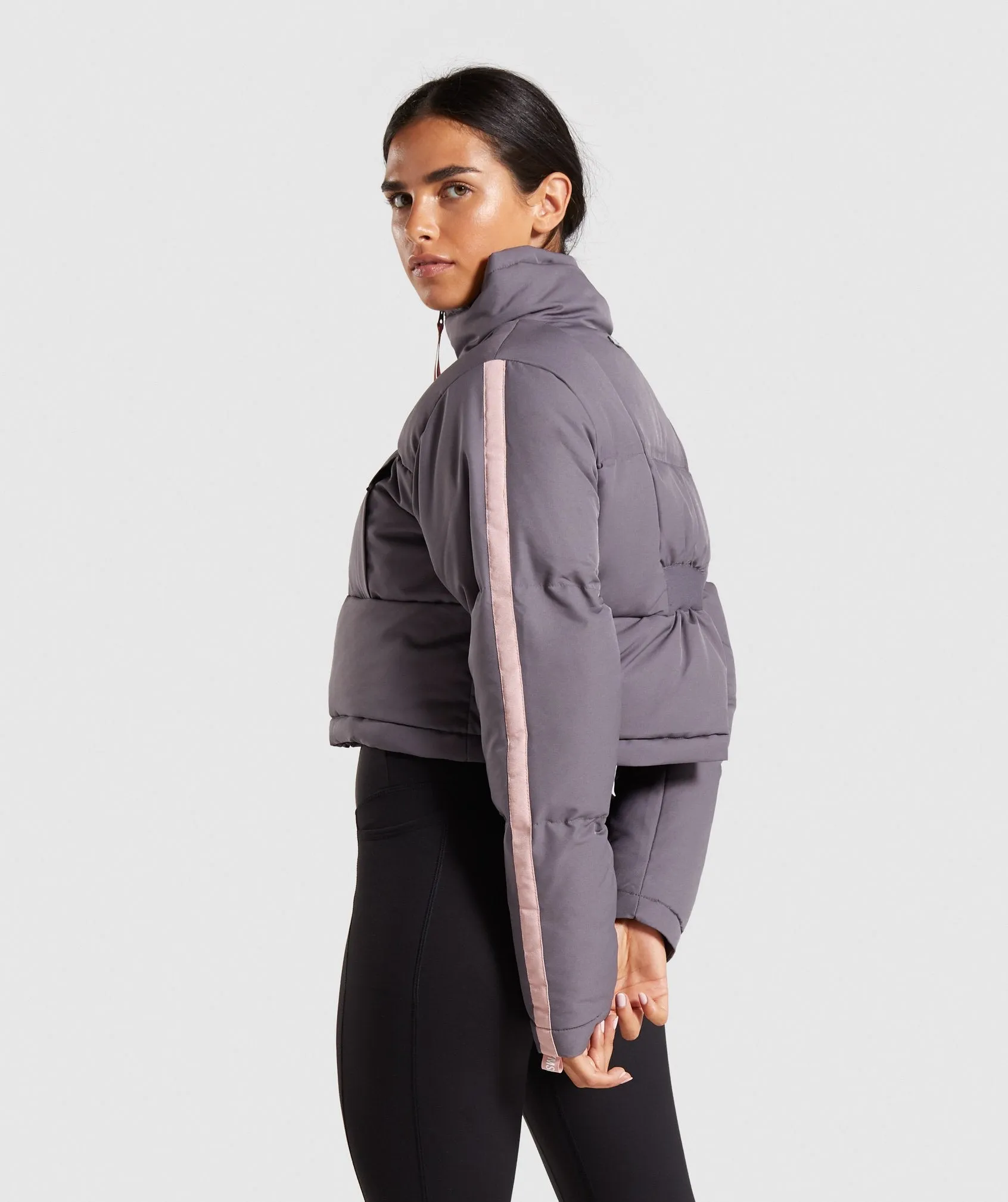 Gymshark Oversized Puffer Jacket - Slate Lavender/Pink