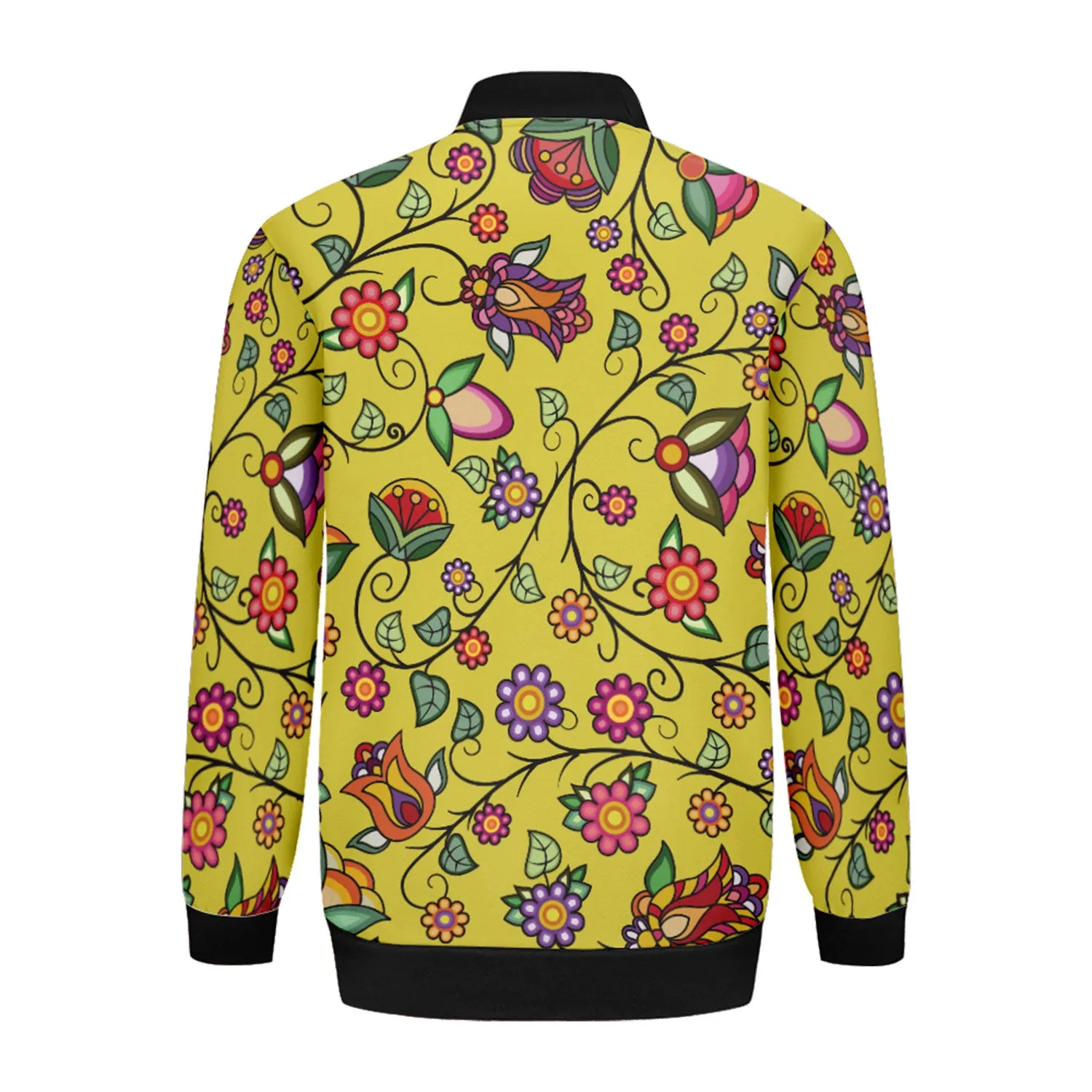 Heartbeat Petals Yellow Zippered Collared Lightweight Jacket