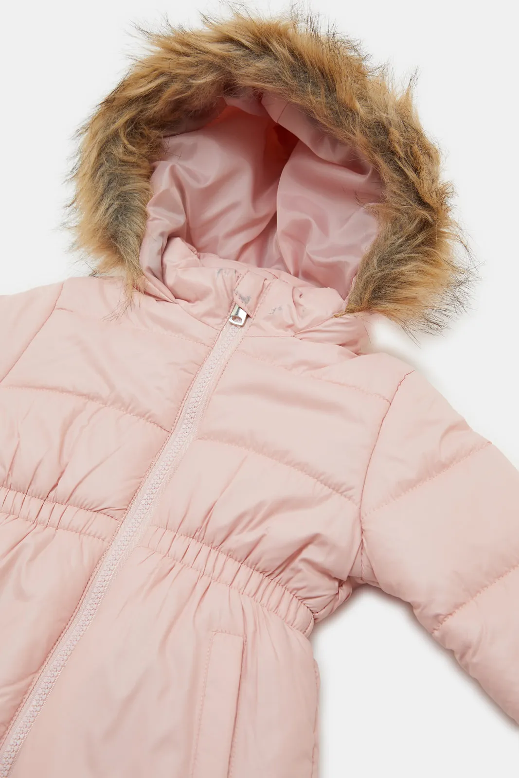 Infant Girls Pink Fur Hooded Jacket