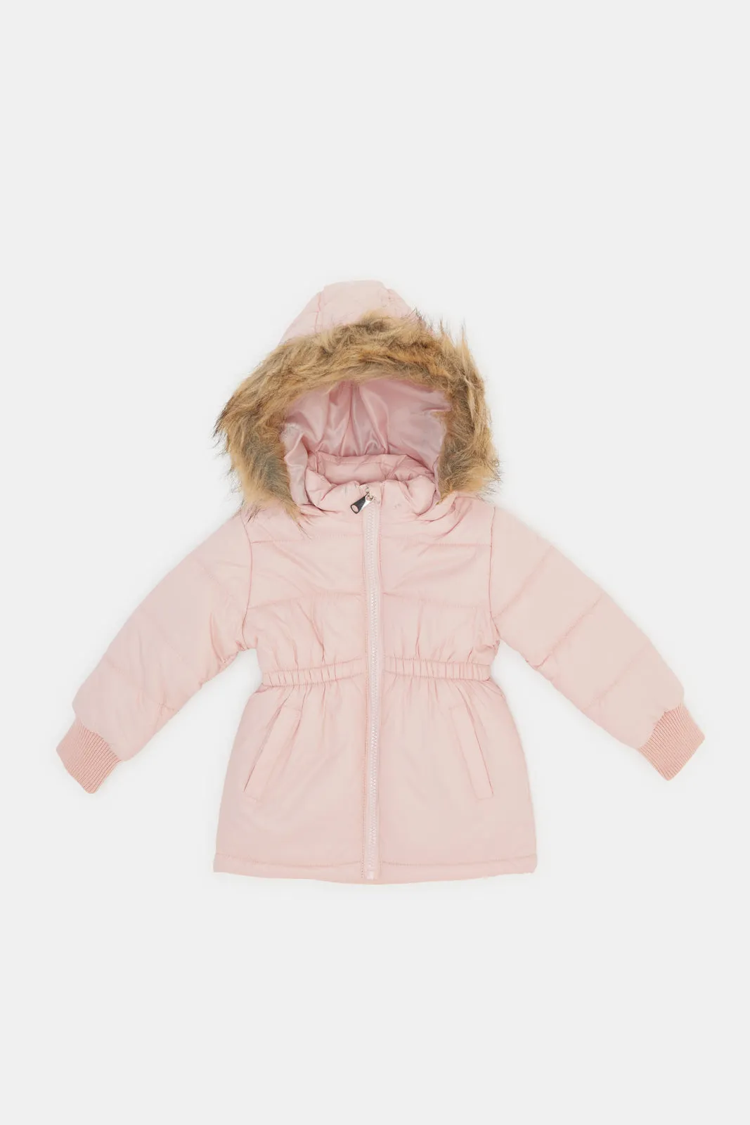 Infant Girls Pink Fur Hooded Jacket