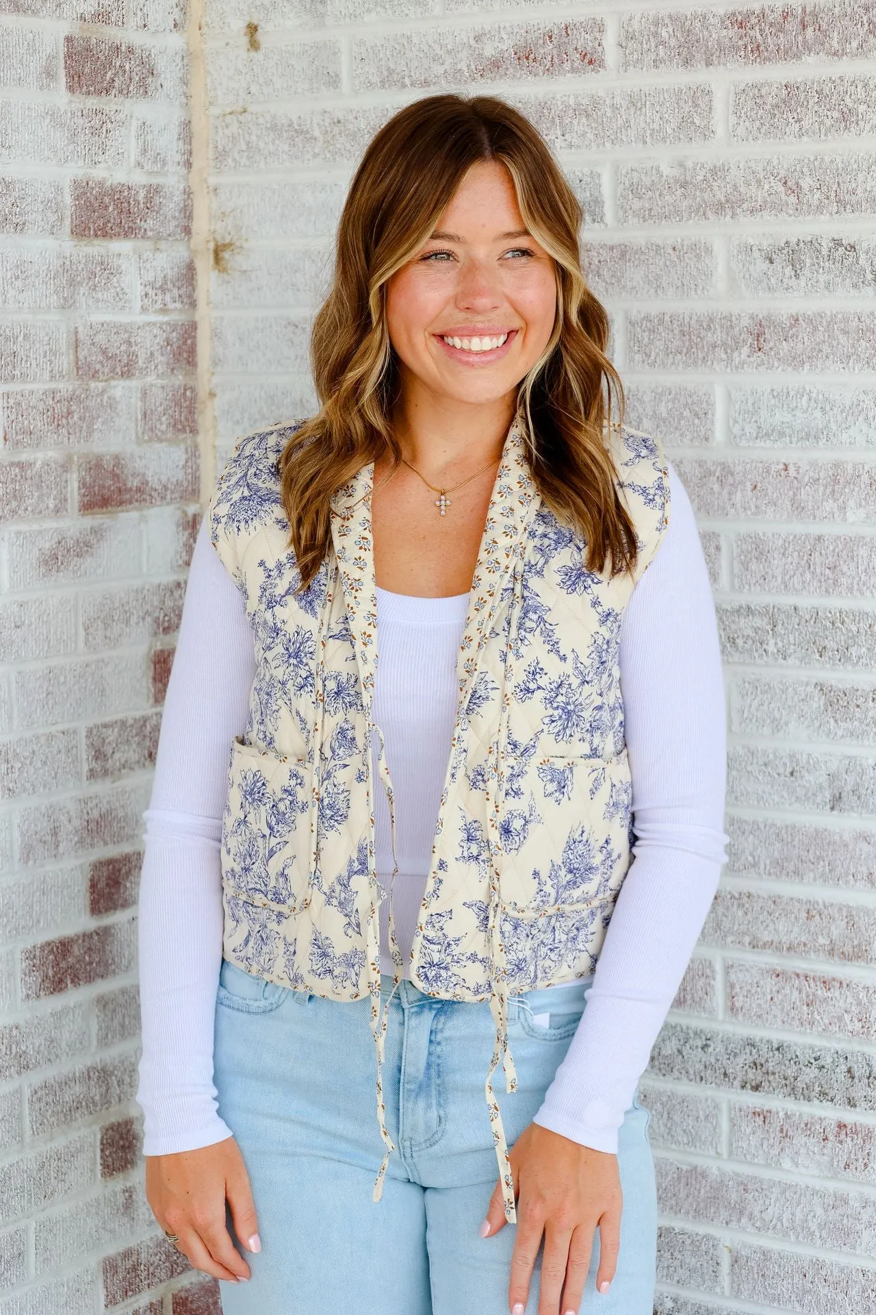 January & May - You Found Me Floral Quilted Vest