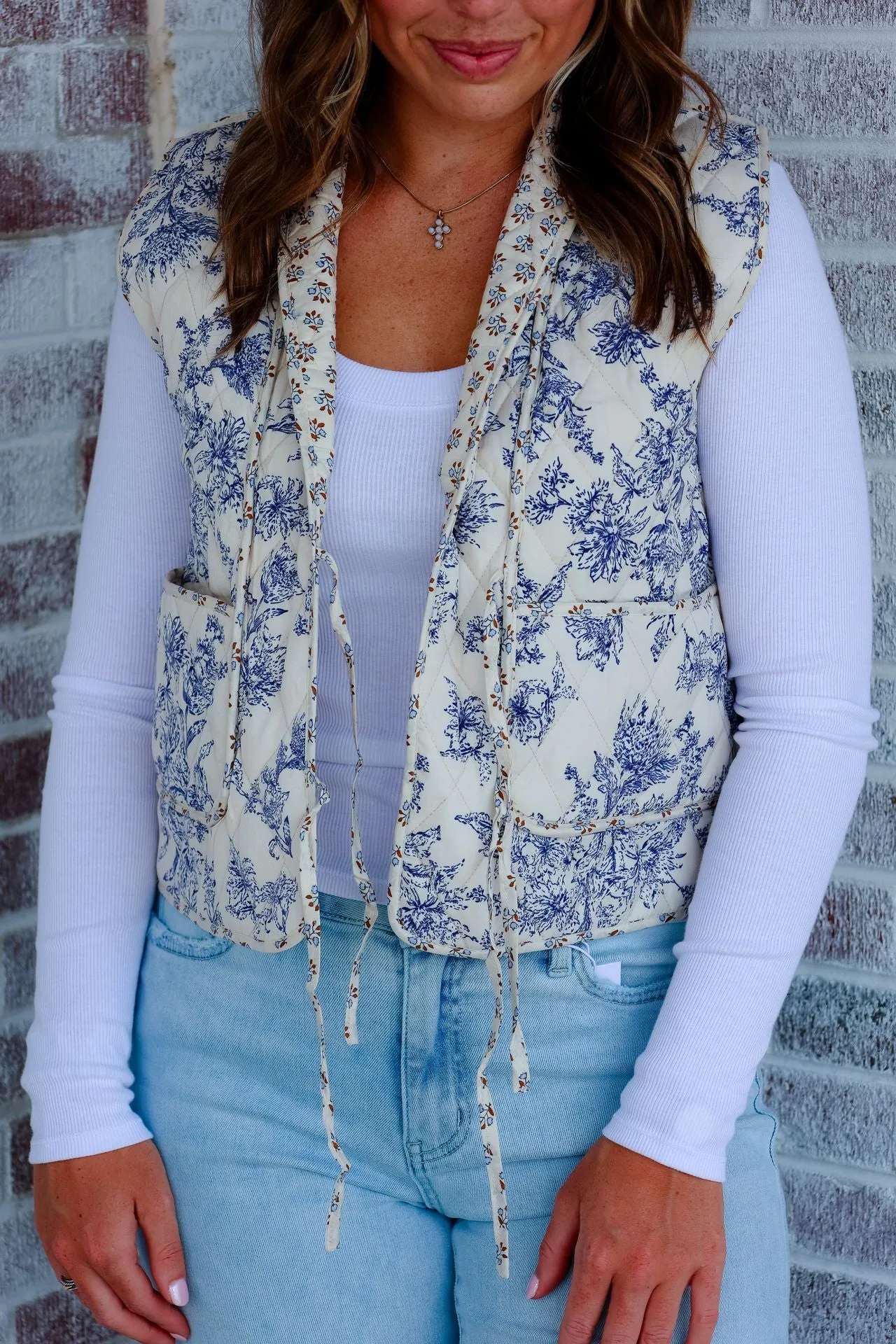 January & May - You Found Me Floral Quilted Vest