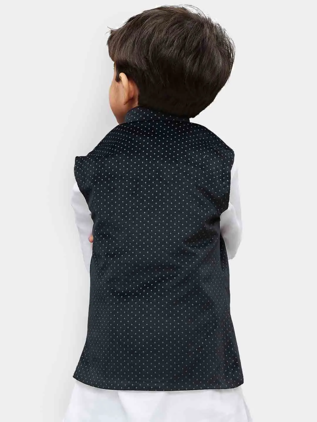 Jashvi Boys' Black Velvet Nehru Jackets