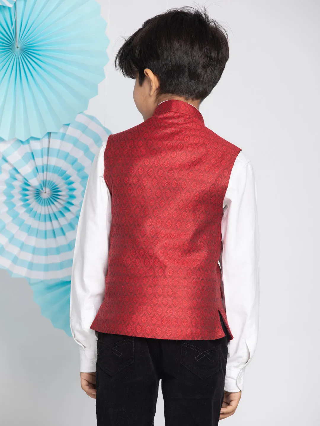 Jashvi Boys Maroon Nehru Jacket