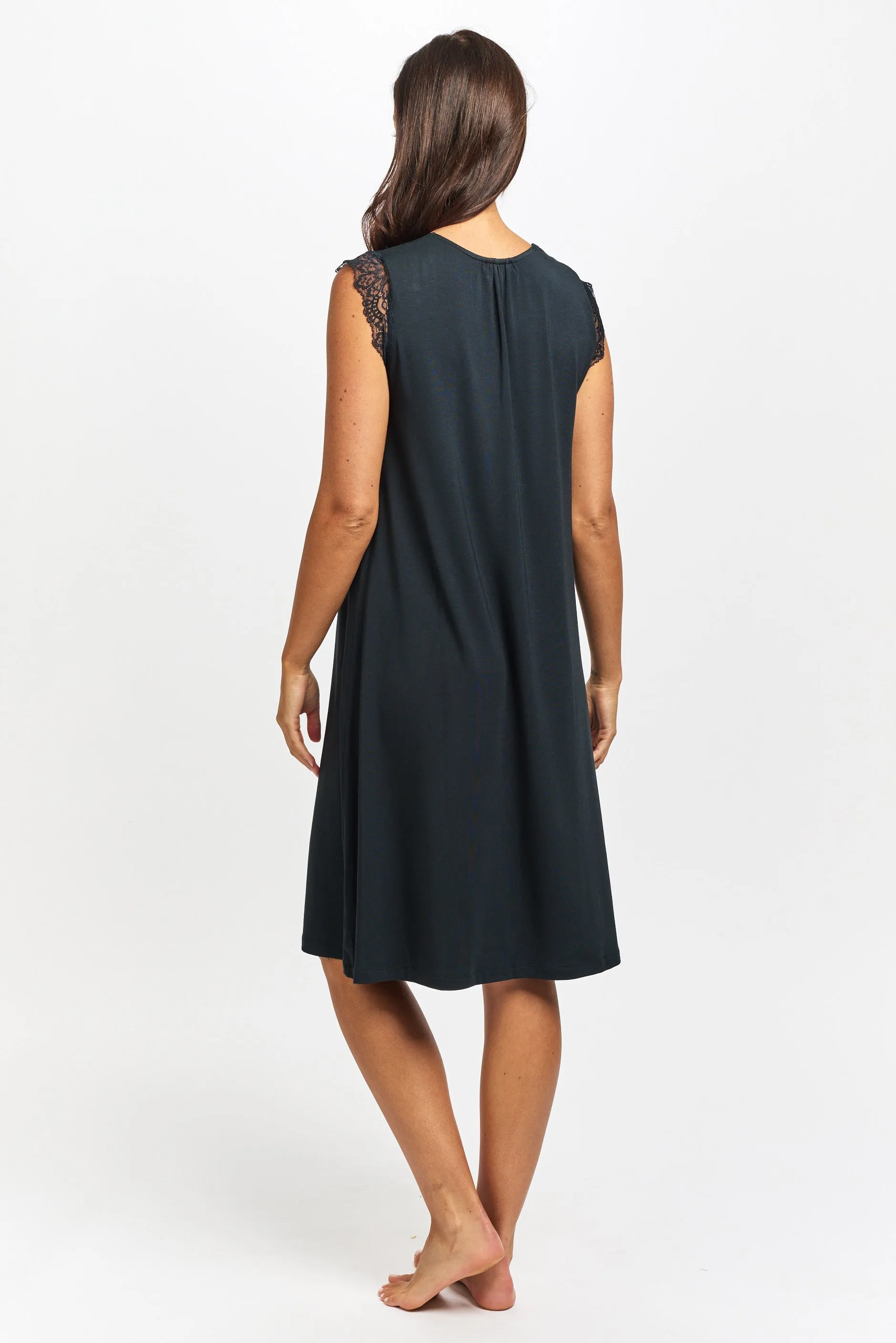 La Femme Modal Sleeveless Nightie Black