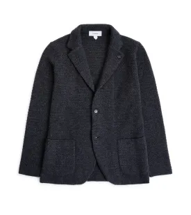 Lardini Cashmere Textured Knit Jacket: Dark Grey