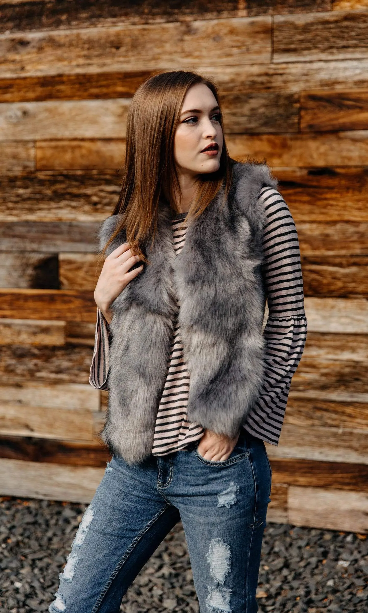 Love Token Alexandra Faux Fur Front Vest