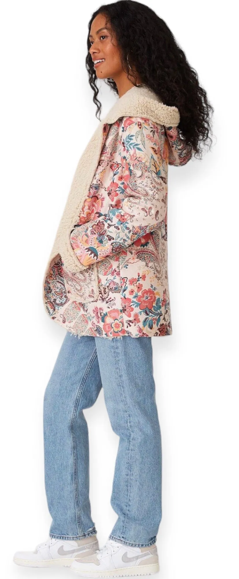 Lydia's Sherpa Soft Paisley Hooded Jacket