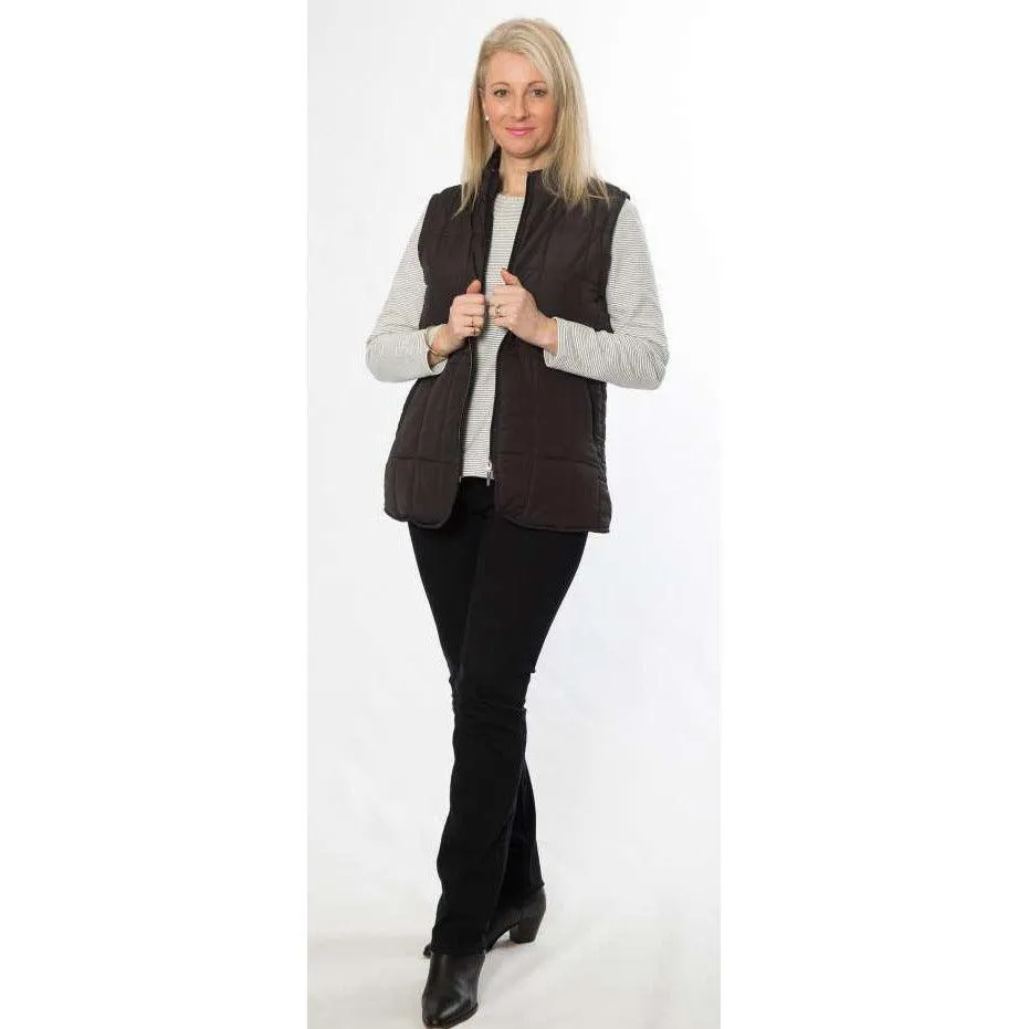 Mandarin Collar Quilted Vest - Black