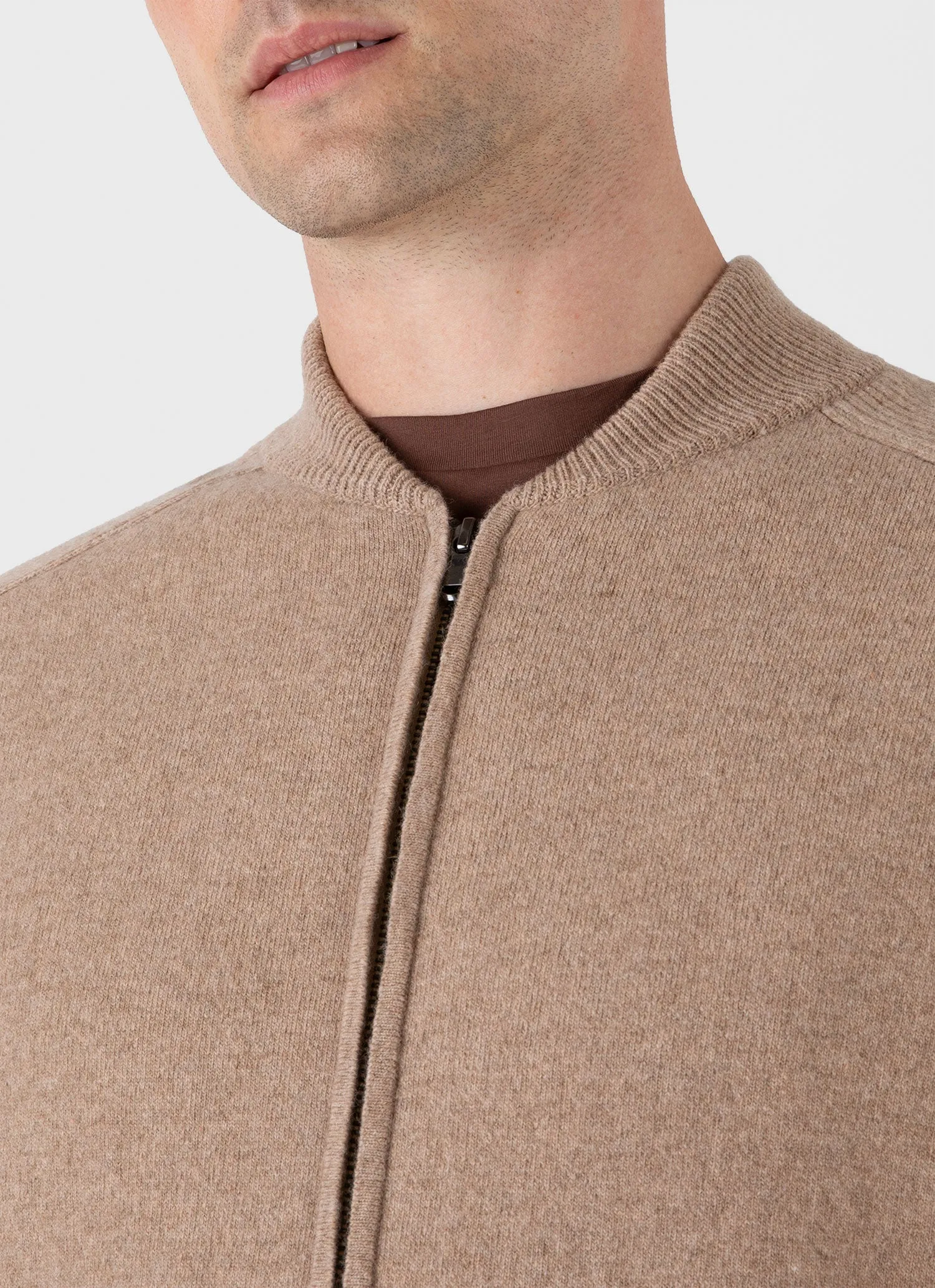 Men's Double Faced Bomber Jacket in Light Sandstone