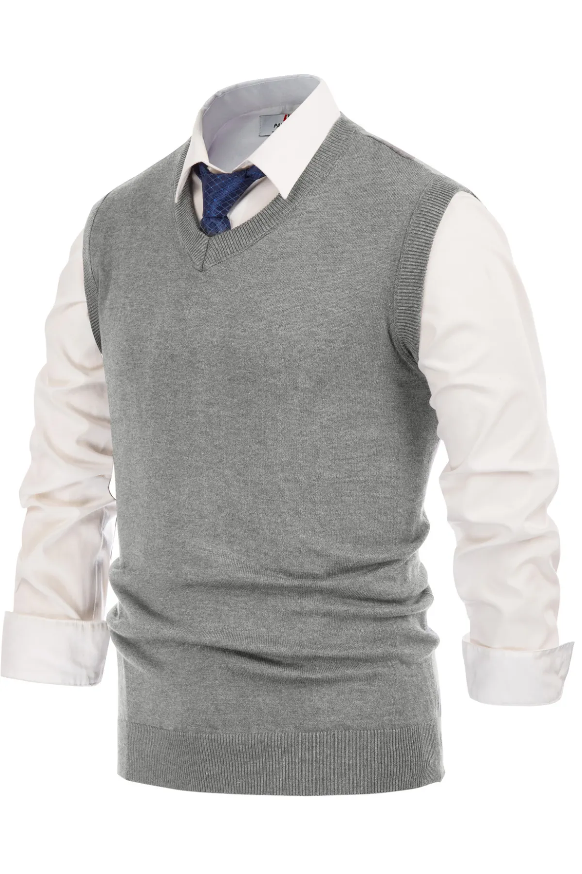 Mens V-Neck Knitted Sweater Vest Solid Plain Sleeveless Pullover Knitwear