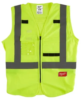 Milwaukee 48-73-5022 High-Visibility Safety Vest, L, XL, Unisex, Fits to Chest Size: 42 to 46 in, Polyester, Yellow :EA: QUANTITY: 1