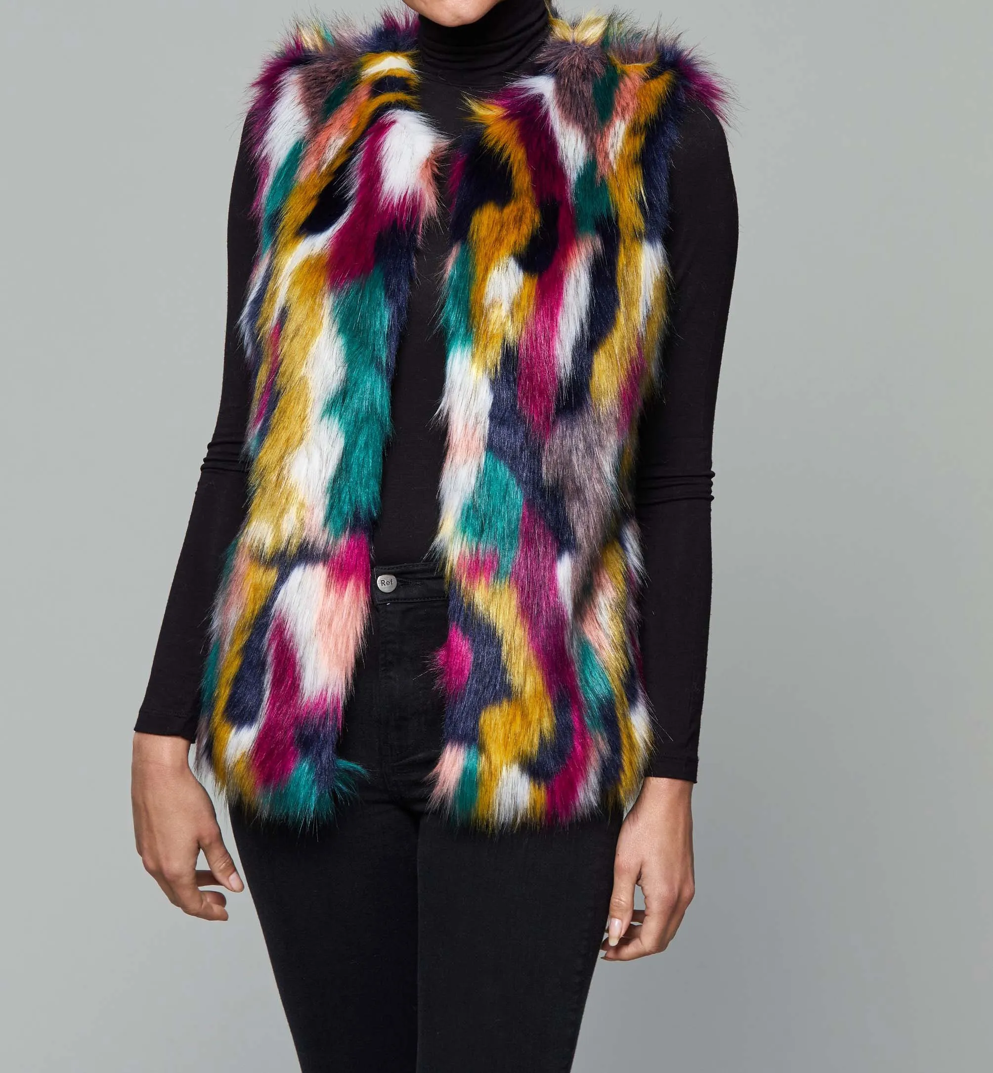 Multicolor Faux Fur Vest