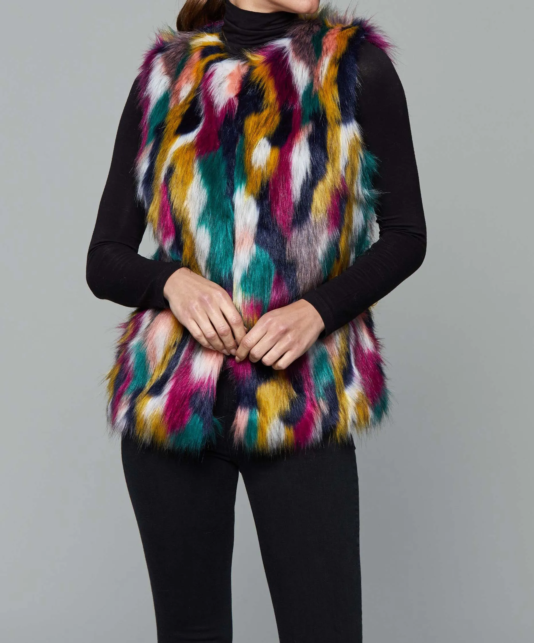 Multicolor Faux Fur Vest