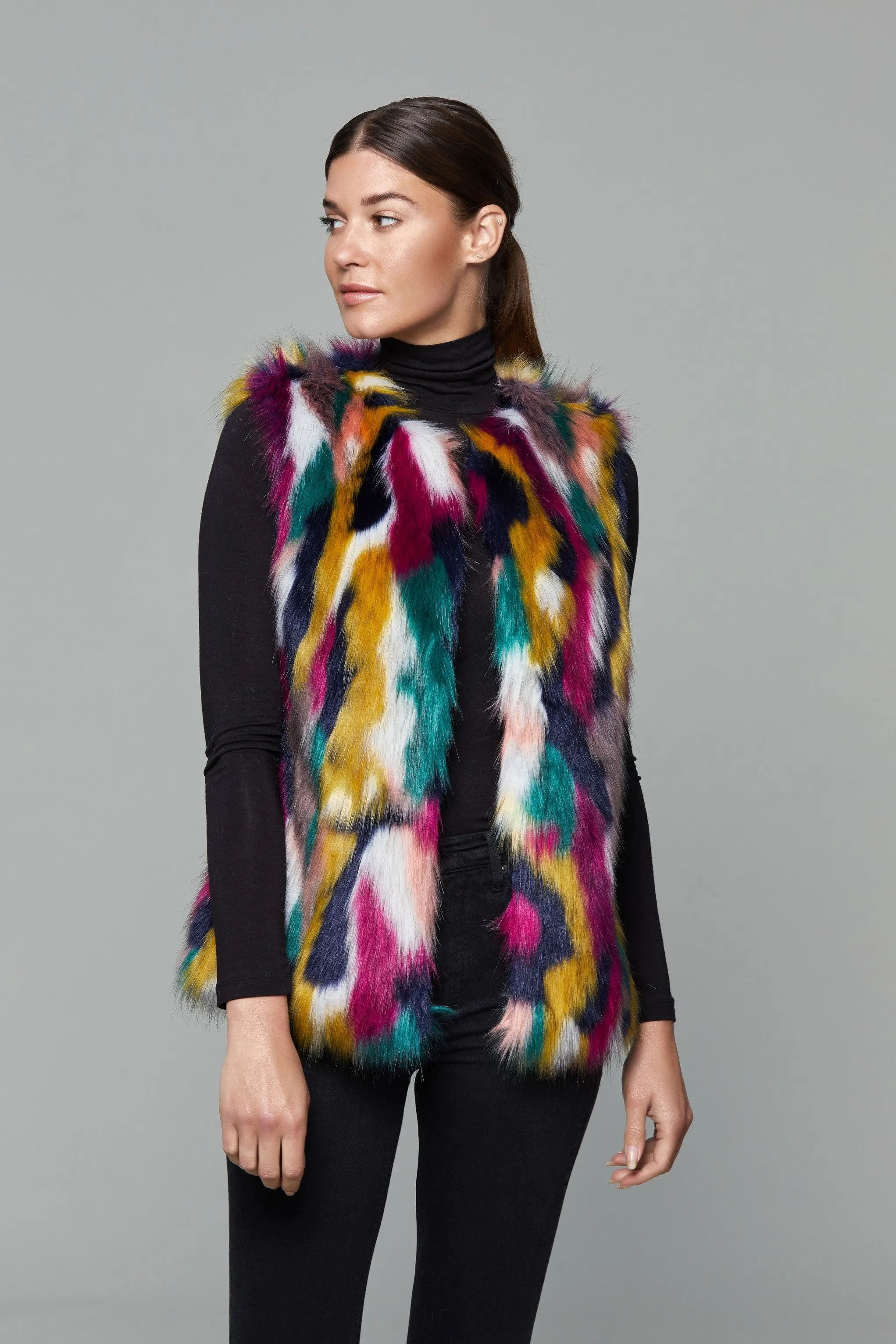 Multicolor Faux Fur Vest