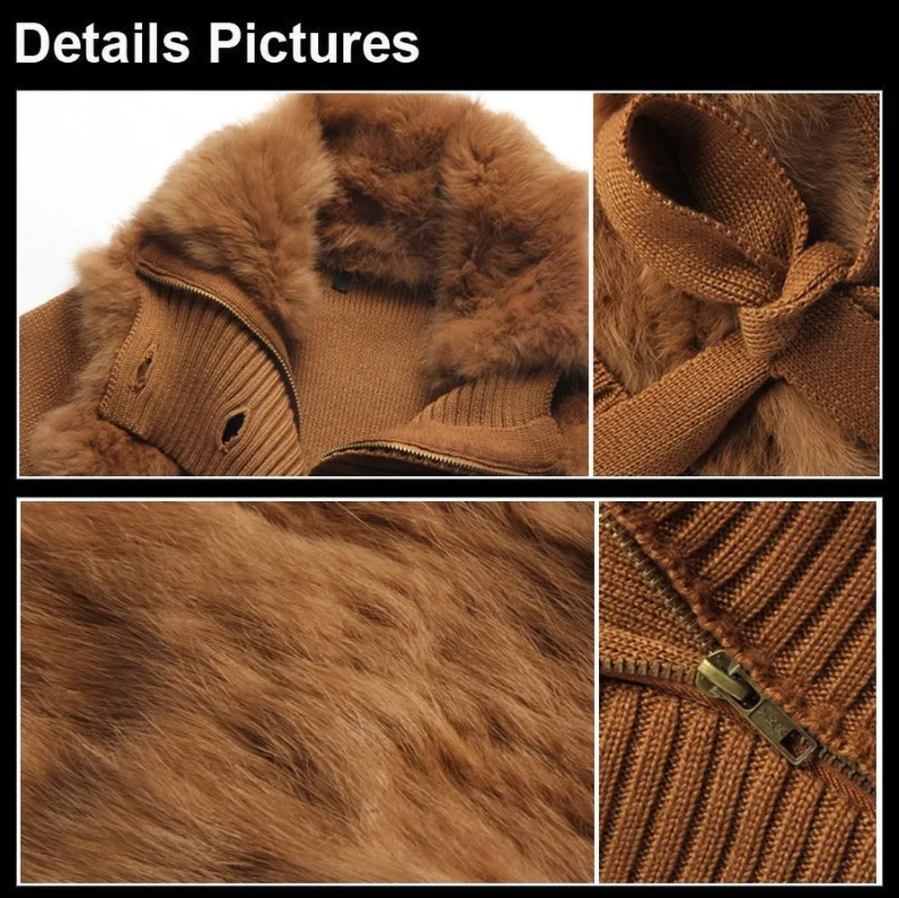 Natural Rabbit Fur Coat Jacket Overcoat Fur Coat Women