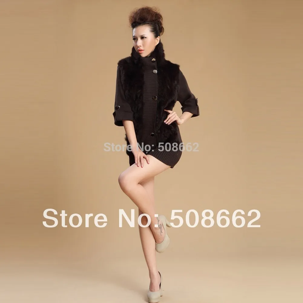 Natural Rabbit Fur Coat Jacket Overcoat Fur Coat Women