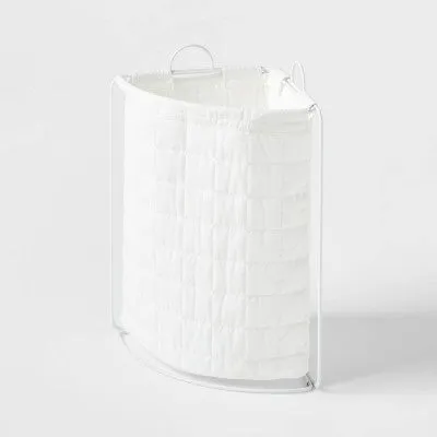 New - Quilted Collapsible Corner Hamper White - Pillowfort