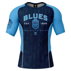 NRL Blocker Rash Vest - New South Wales Blues - NSW - Shirt - UPF 50  - Adult