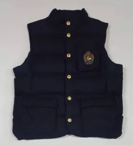 Nwt Polo Ralph Lauren Navy Crest Wool Down Vest