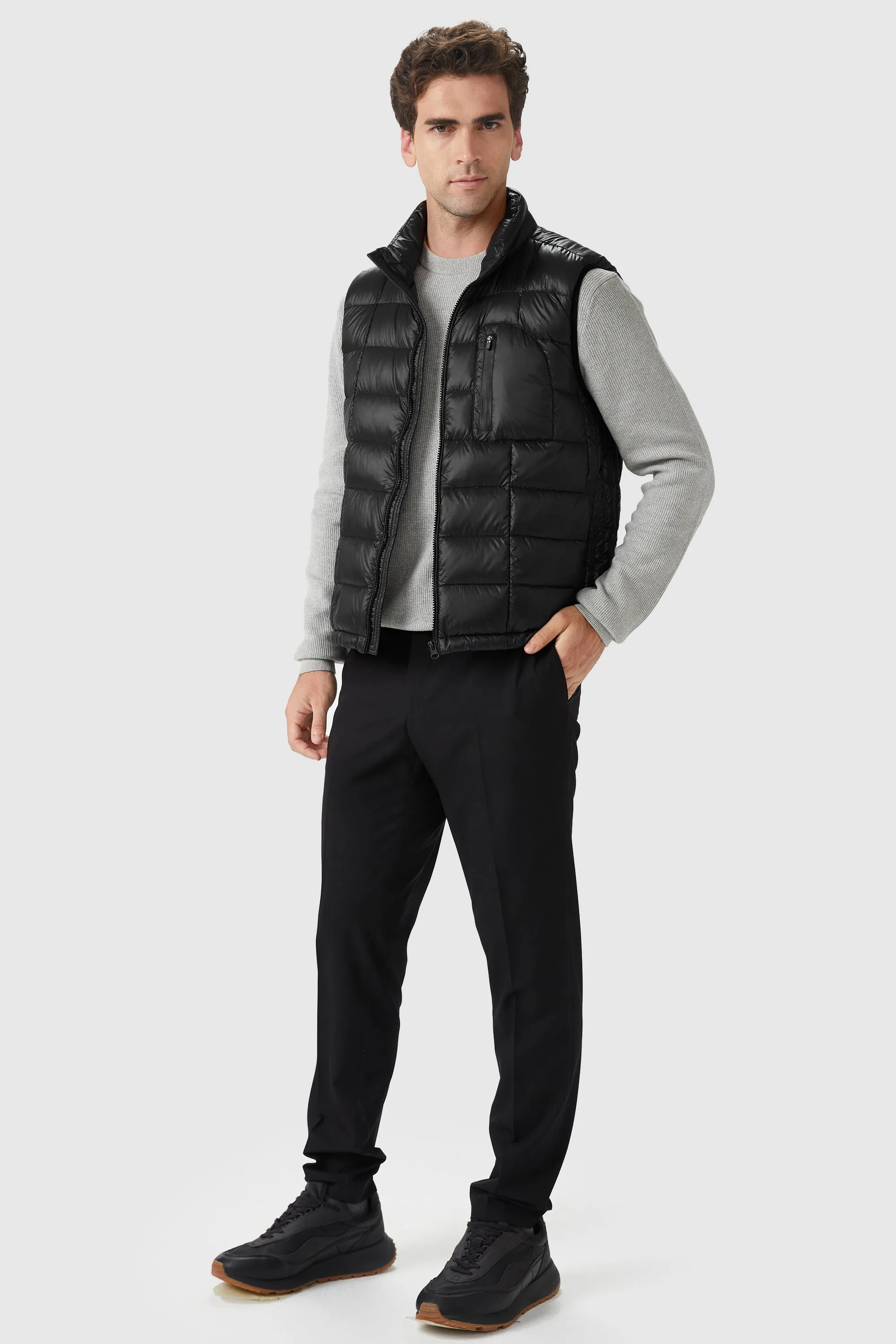 Packable Winter Vest with Stand Collar