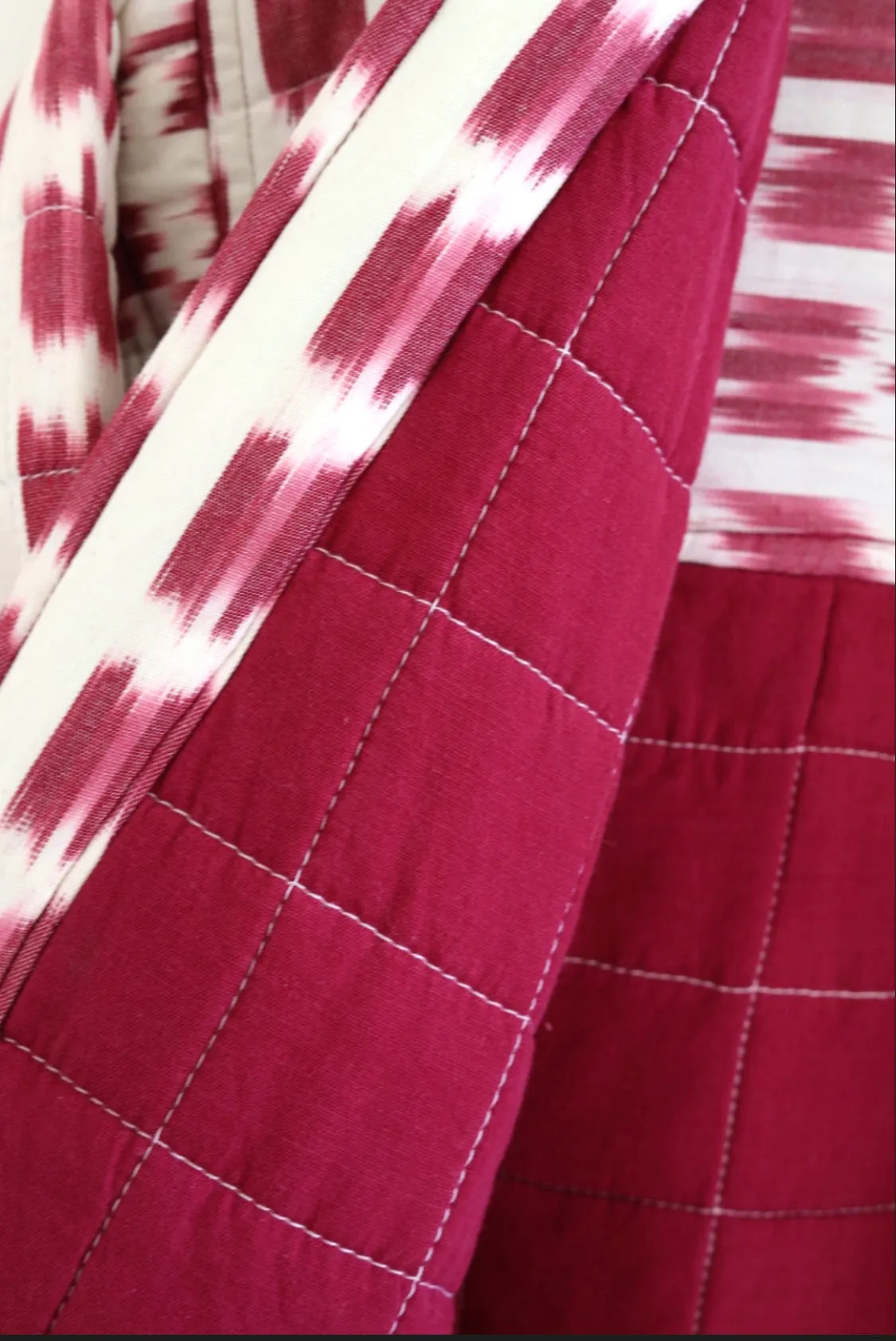 Quilted Kimono Jacket - Cochineal Ikat