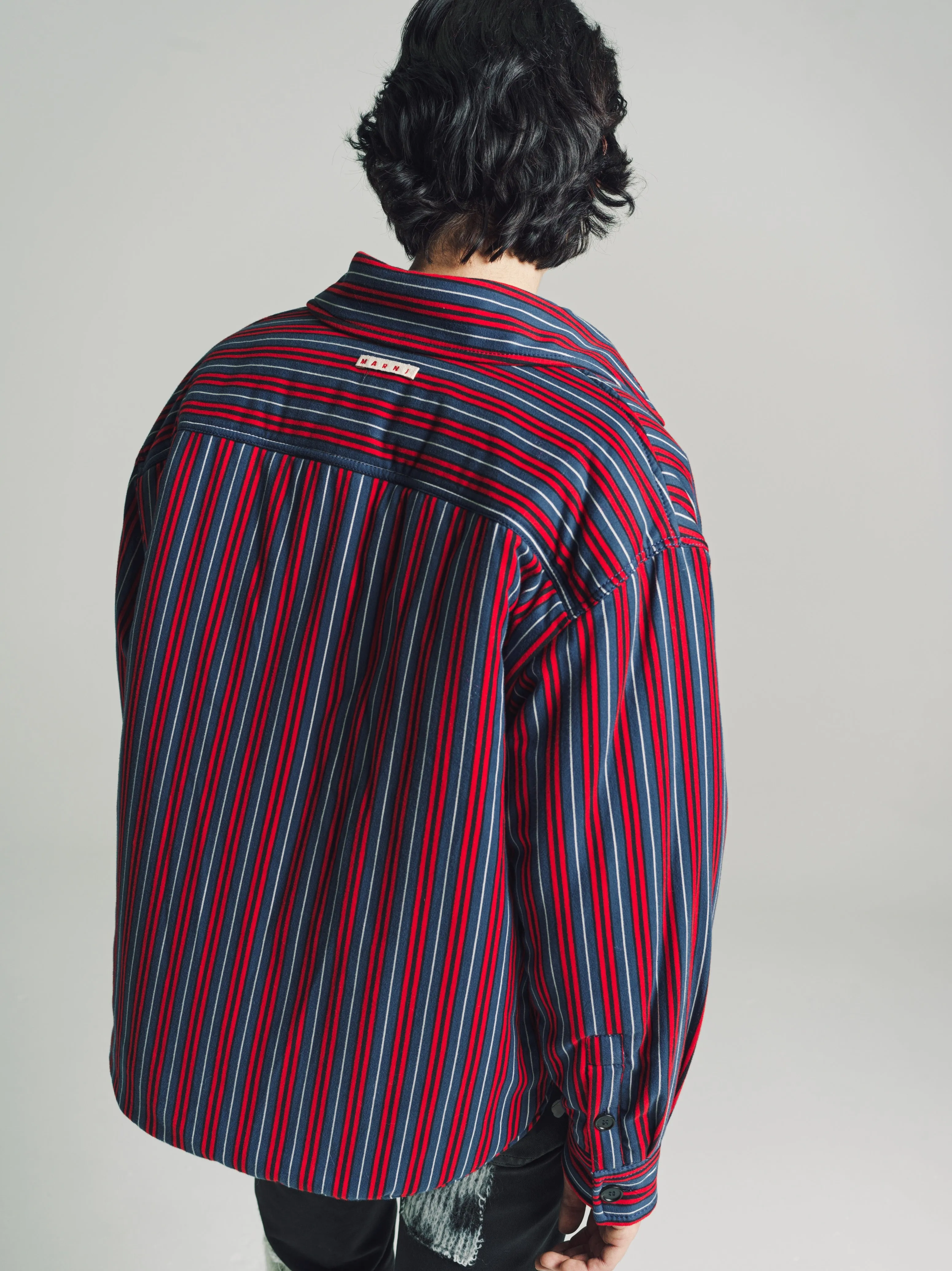 Red & Navy Stripe Puffer Jacket