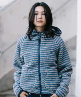 [RUNNING HIGH] FW 24 STRIPE FLEECE HOODED JACKET (BLUE)