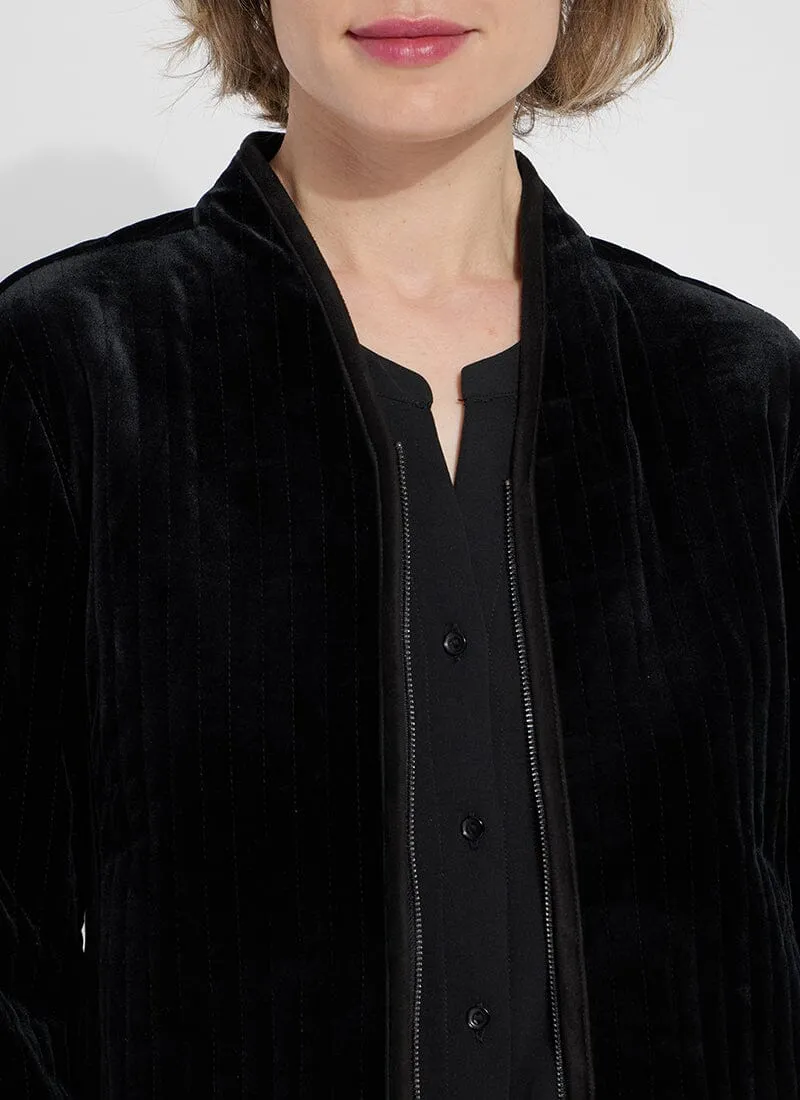 Scarlett Quilted Velvet Jacket | Black