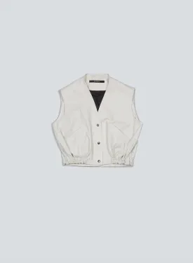 Sleeveless bomber oil | white