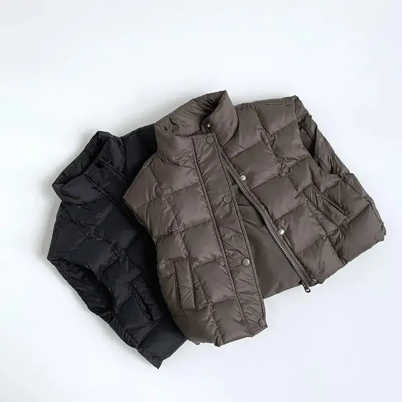 Sleeveless Puffer Zip-Down Vest