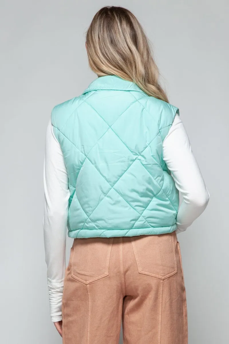 Snobbish Snap Down Quilted Crop Vest